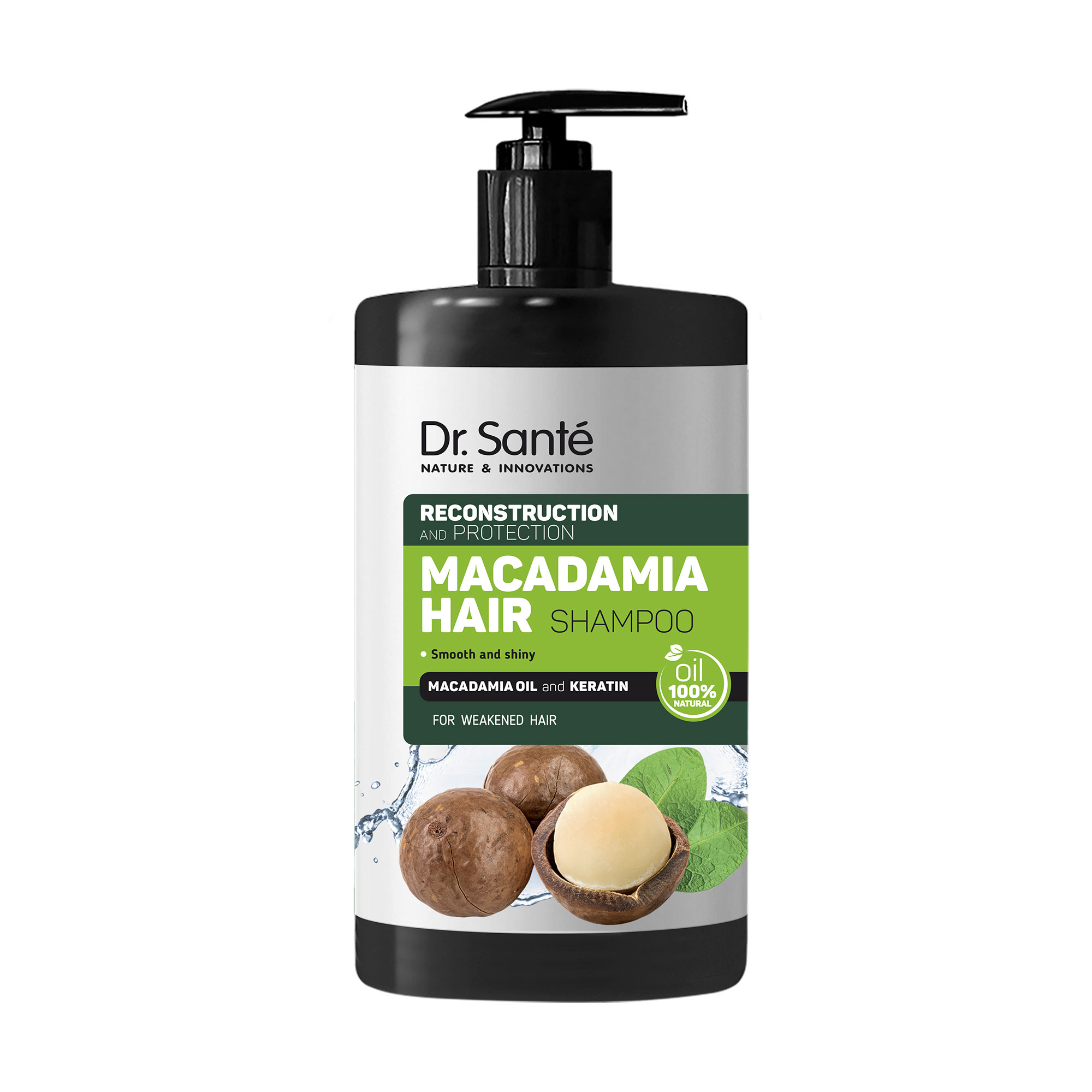 Шампунь для волосся Dr. Sante Macadamia Hair Відновлення та Захист, з олією макадамії та кератином, 1 л